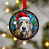 Irish Wolfhound in Santa Hat Suncatcher Decoration